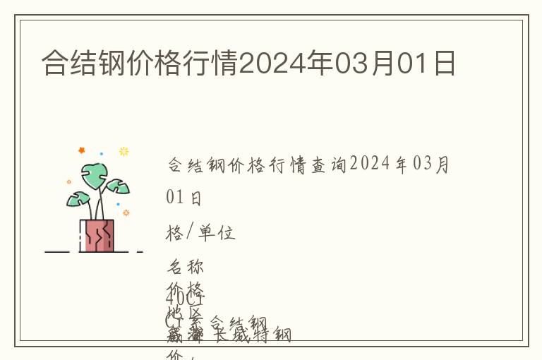 合結鋼價格行情2024年03月01日
