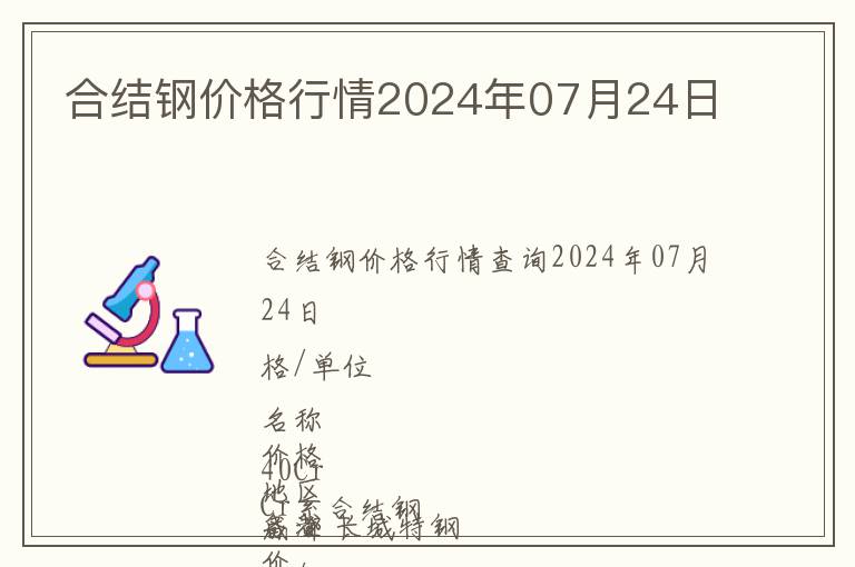 合結(jié)鋼價格行情2024年07月24日