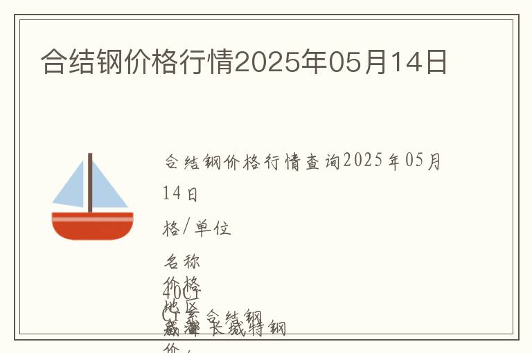 合結(jié)鋼價(jià)格行情2025年05月14日
