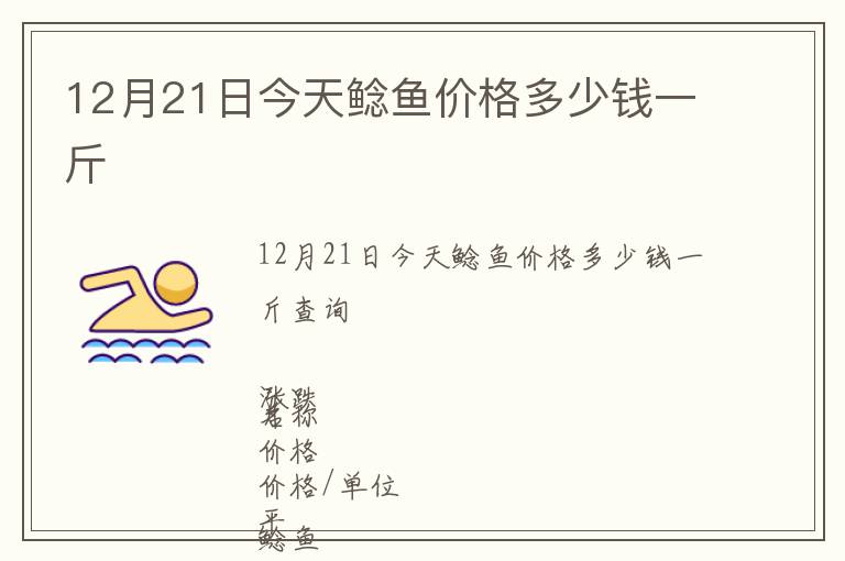 12月21日今天鯰魚價格多少錢一斤