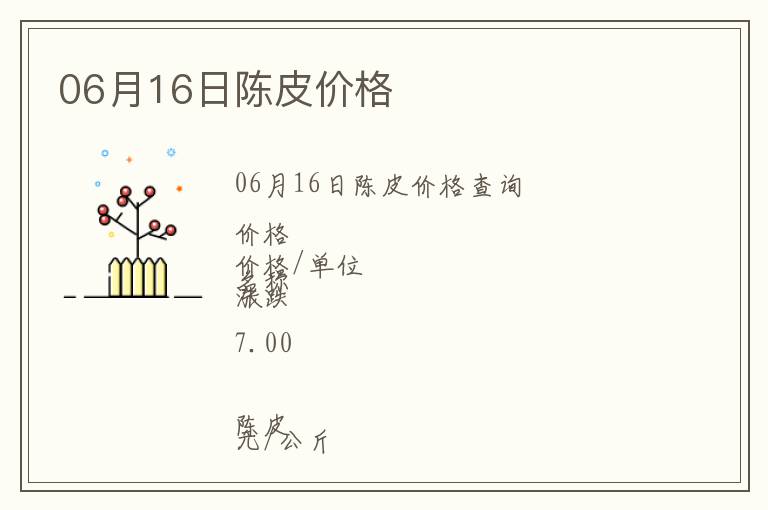 06月16日陳皮價格