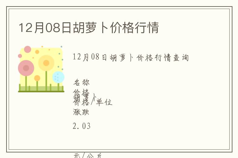 12月08日胡蘿卜價格行情