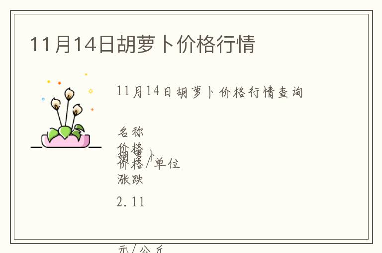 11月14日胡蘿卜價格行情