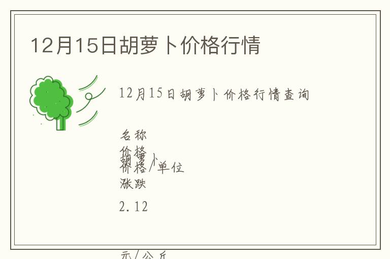 12月15日胡蘿卜價(jià)格行情