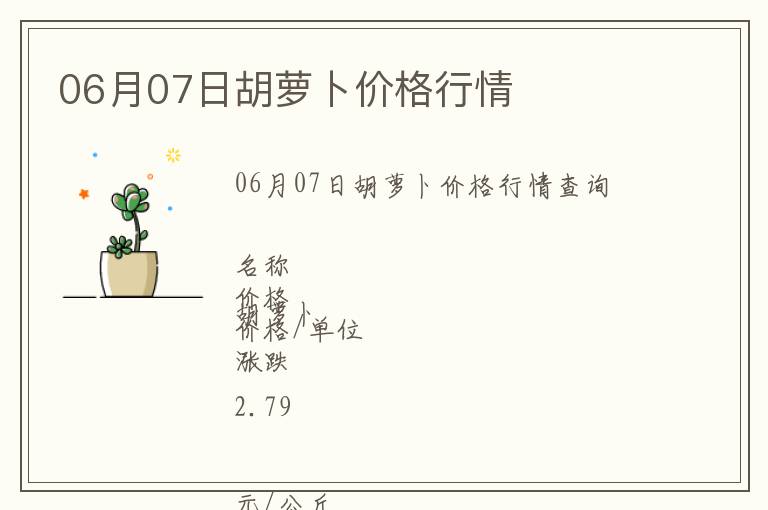 06月07日胡蘿卜價(jià)格行情