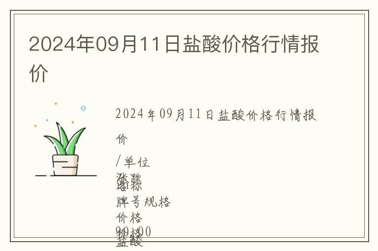 2024年09月11日鹽酸價格行情報價