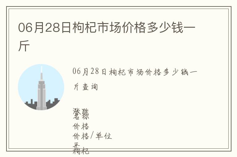 06月28日枸杞市場價格多少錢一斤