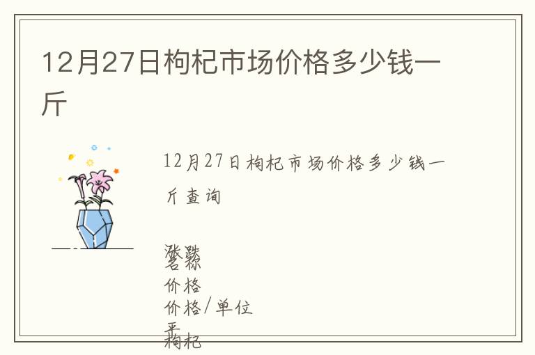 12月27日枸杞市場(chǎng)價(jià)格多少錢一斤