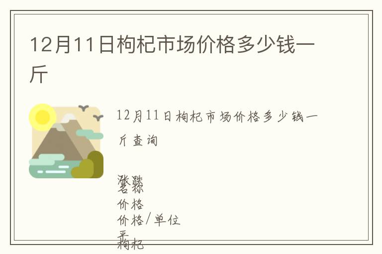 12月11日枸杞市場價格多少錢一斤