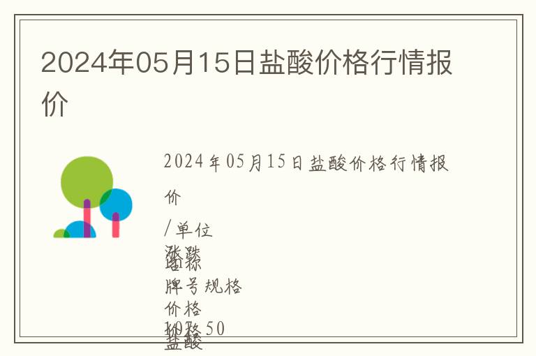 2024年05月15日鹽酸價格行情報價