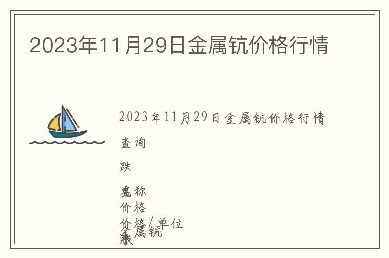 2023年11月29日金屬鈧價格行情