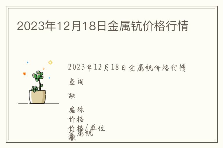 2023年12月18日金屬鈧價格行情