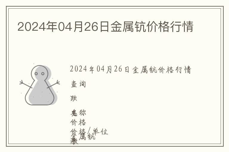 2024年04月26日金屬鈧價(jià)格行情