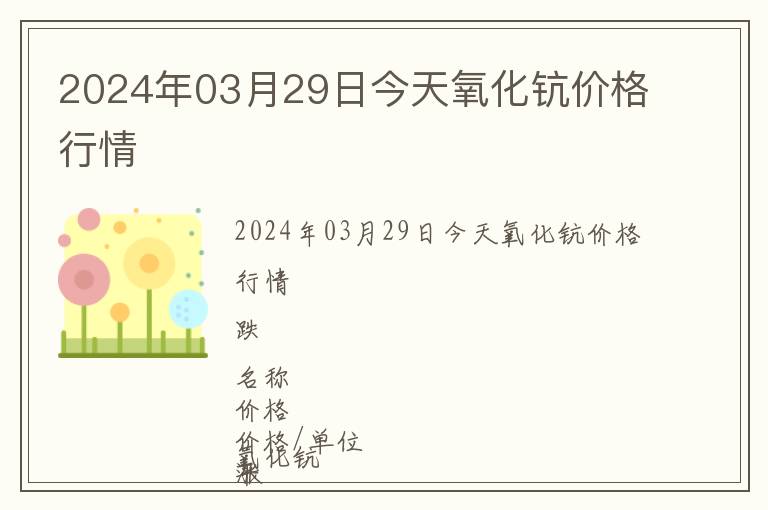 2024年03月29日今天氧化鈧價(jià)格行情