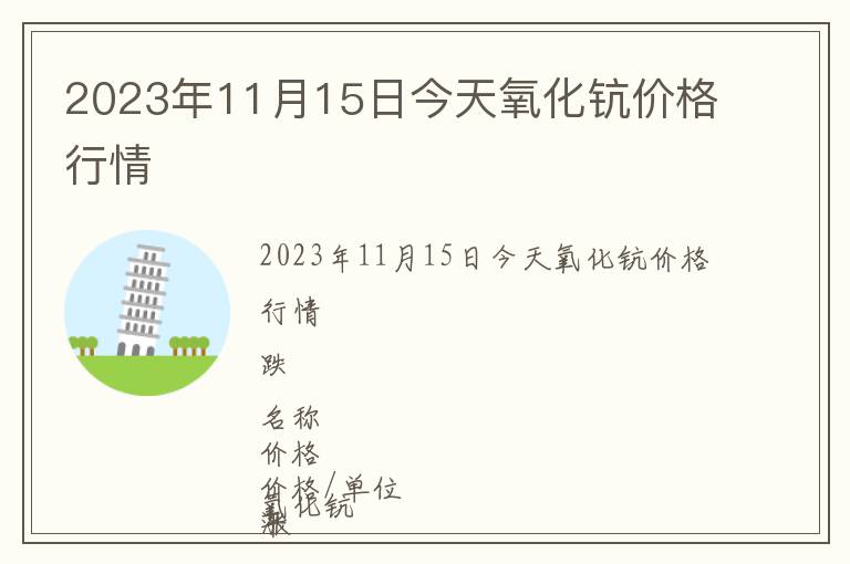 2023年11月15日今天氧化鈧價格行情