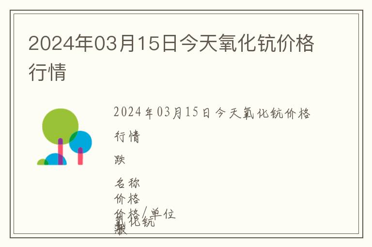 2024年03月15日今天氧化鈧價格行情