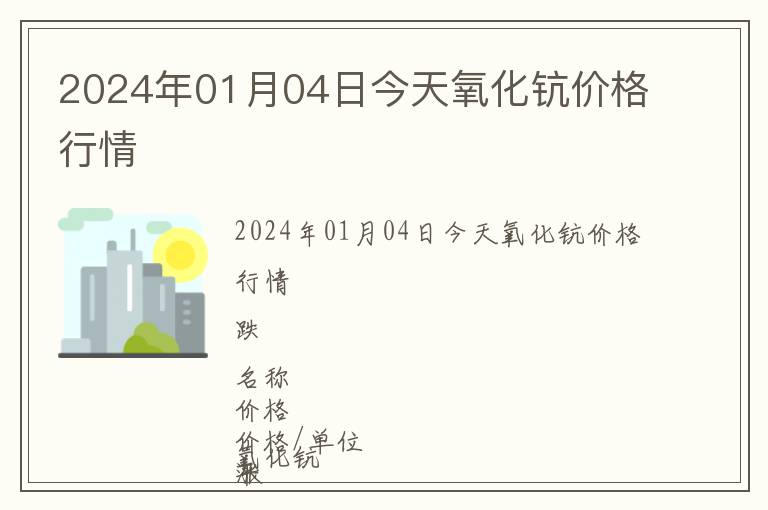 2024年01月04日今天氧化鈧價格行情