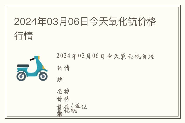 2024年03月06日今天氧化鈧價(jià)格行情