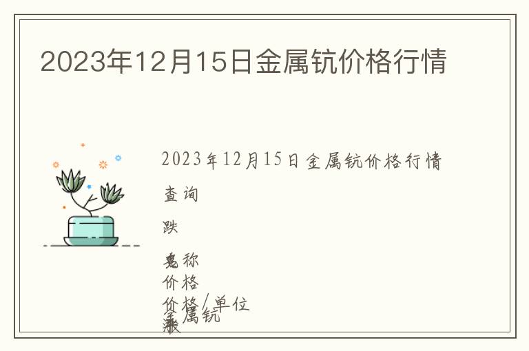2023年12月15日金屬鈧價格行情