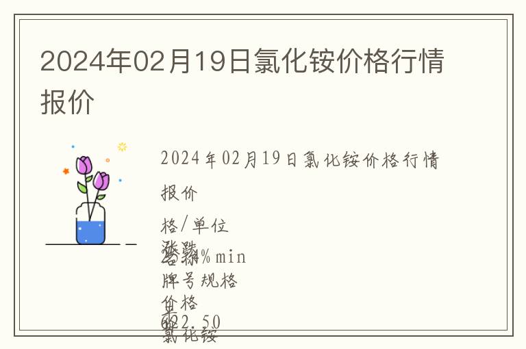 2024年02月19日氯化銨價格行情報價