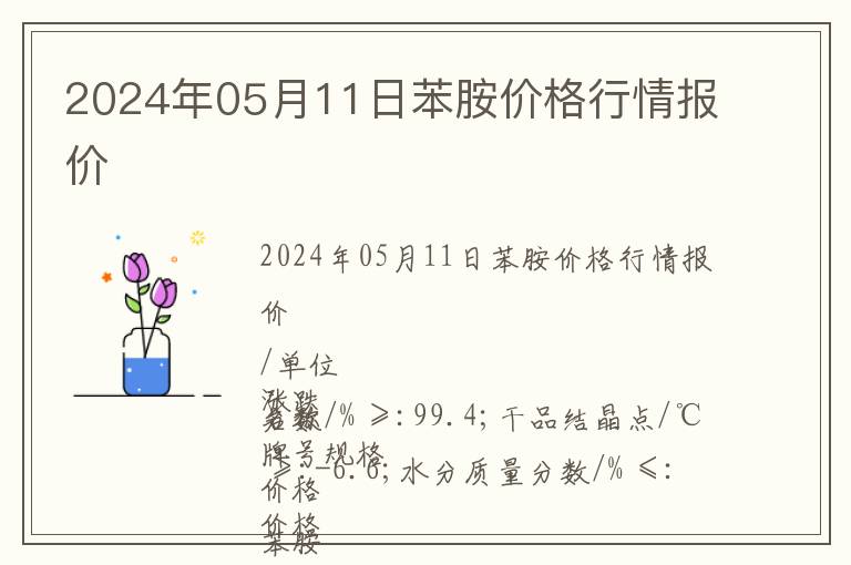 2024年05月11日苯胺價(jià)格行情報(bào)價(jià)