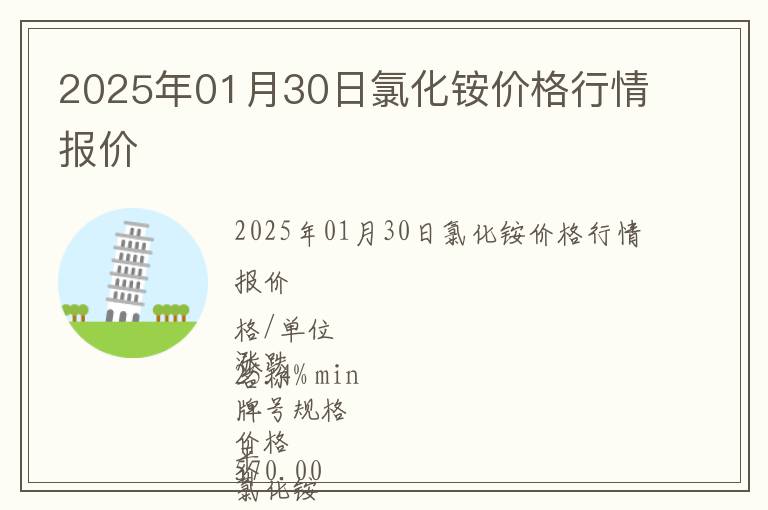 2025年01月30日氯化銨價格行情報價