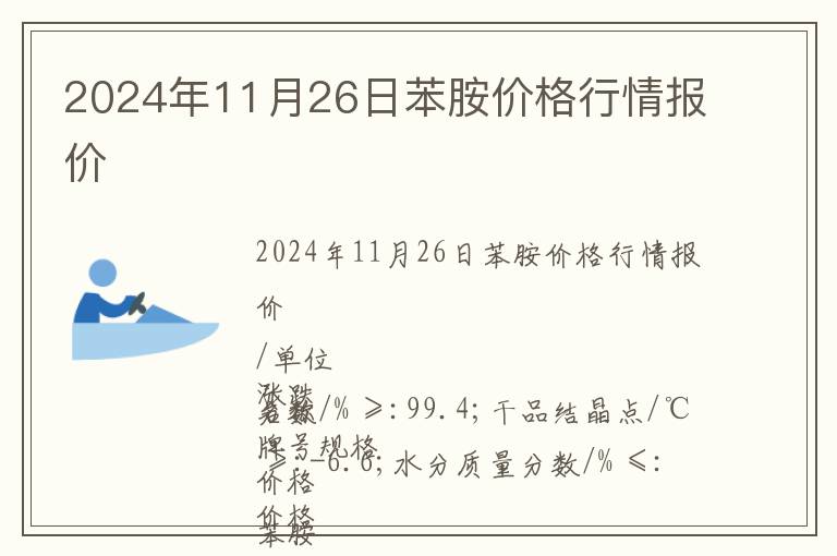 2024年11月26日苯胺價(jià)格行情報(bào)價(jià)