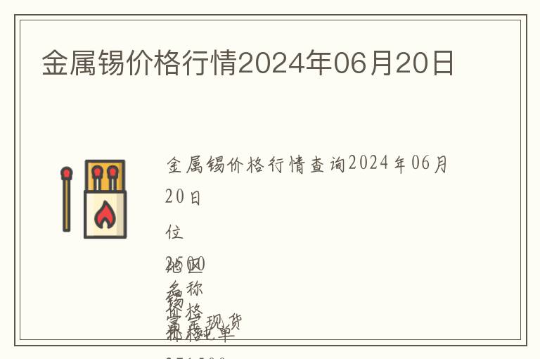 金屬錫價格行情2024年06月20日