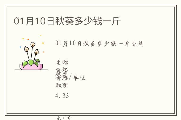 01月10日秋葵多少錢一斤