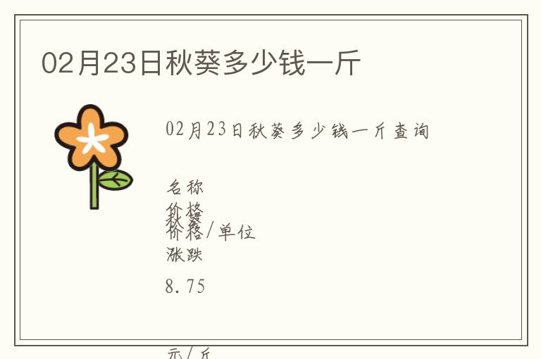 02月23日秋葵多少錢一斤