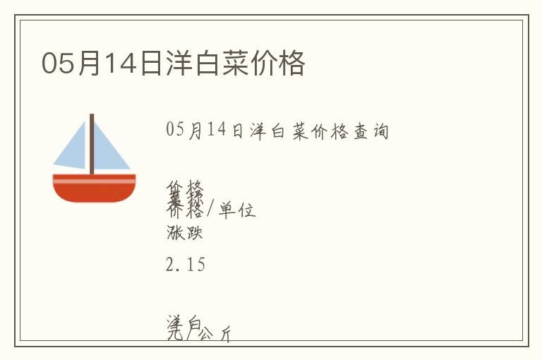 05月14日洋白菜價格