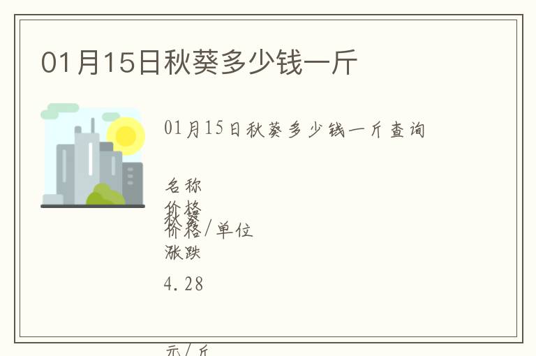 01月15日秋葵多少錢一斤