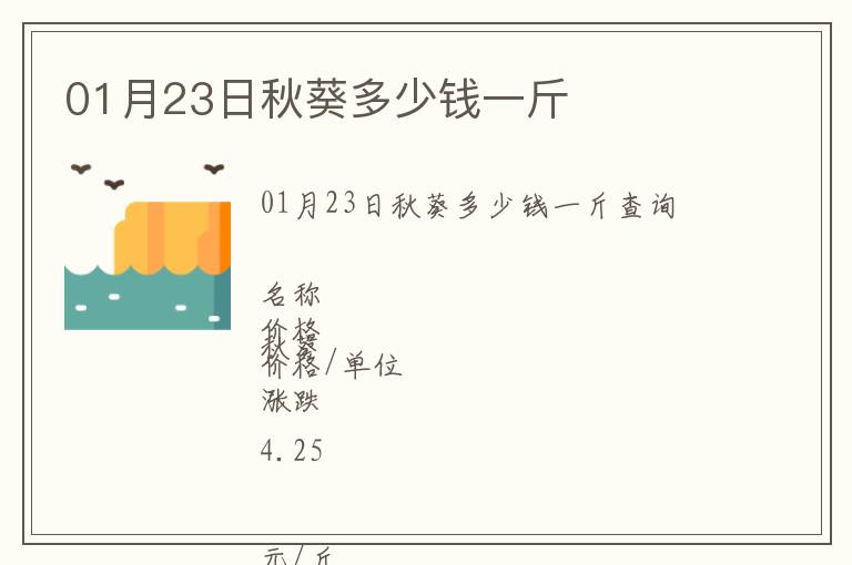 01月23日秋葵多少錢一斤