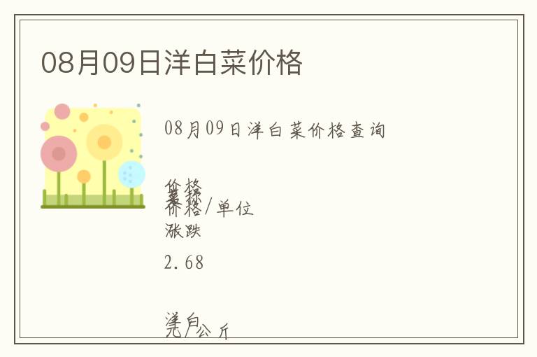 08月09日洋白菜價(jià)格