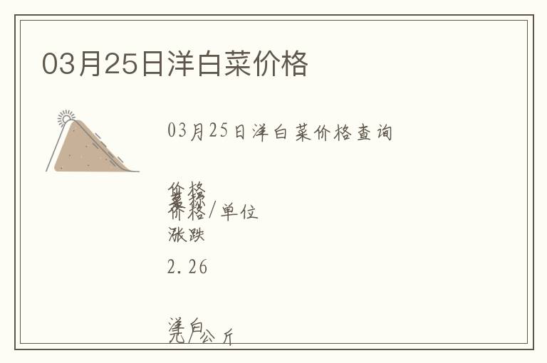 03月25日洋白菜價(jià)格