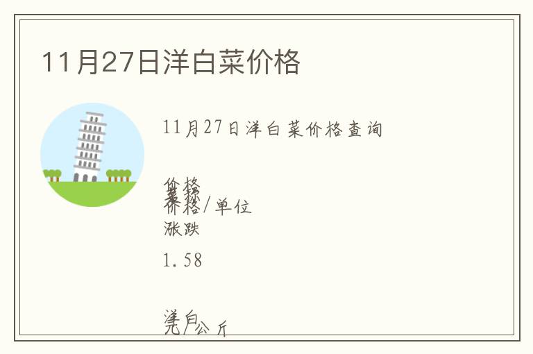 11月27日洋白菜價格
