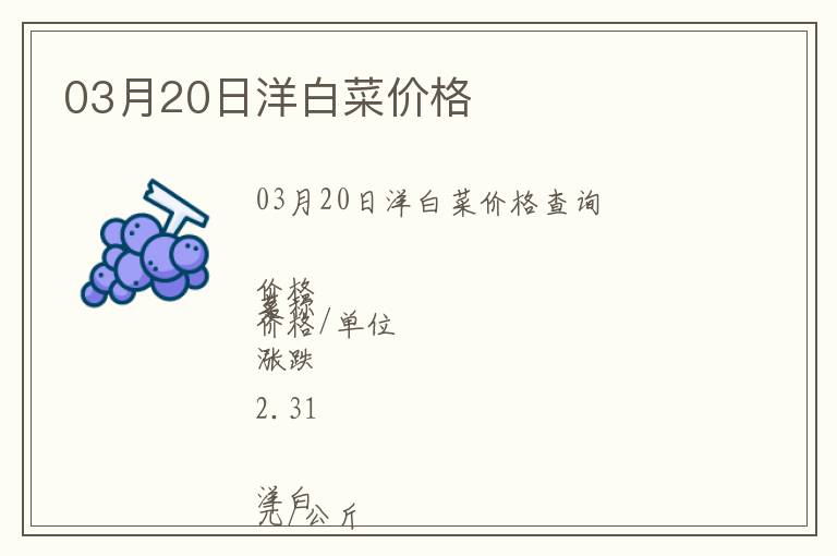 03月20日洋白菜價格