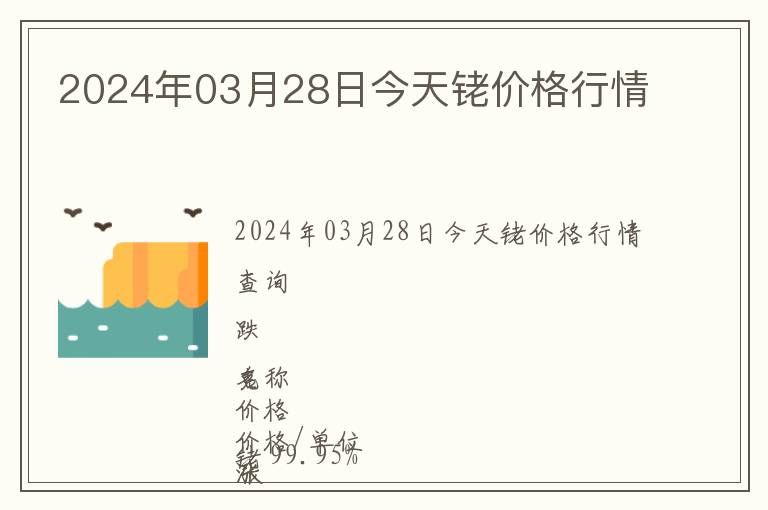 2024年03月28日今天銠價格行情