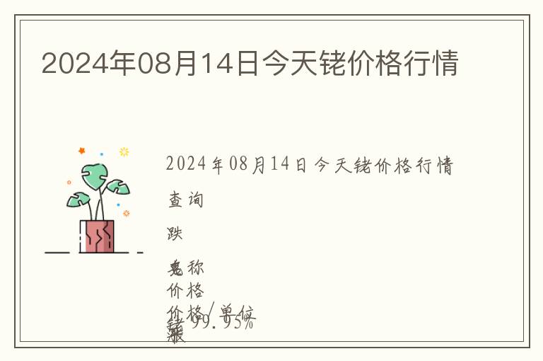 2024年08月14日今天銠價格行情