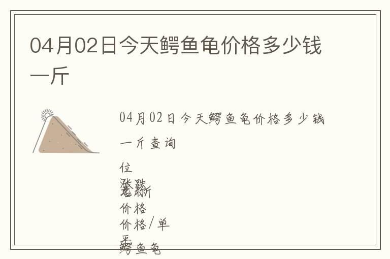 04月02日今天鱷魚龜價格多少錢一斤