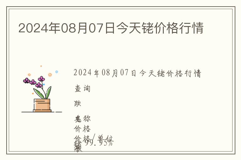 2024年08月07日今天銠價格行情