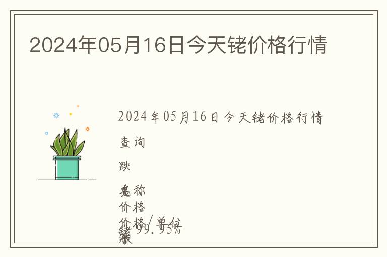 2024年05月16日今天銠價格行情