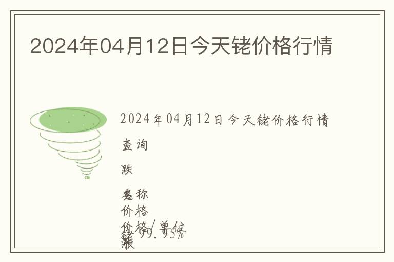 2024年04月12日今天銠價格行情