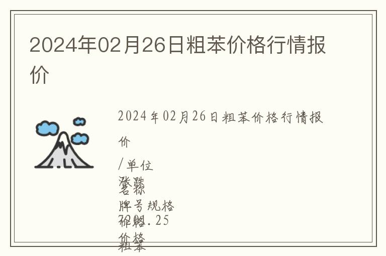 2024年02月26日粗苯價格行情報價