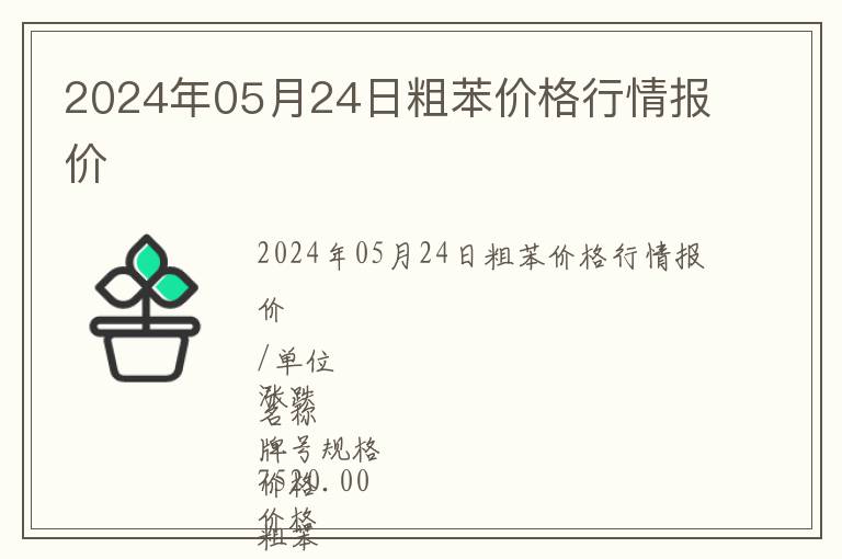 2024年05月24日粗苯價格行情報價