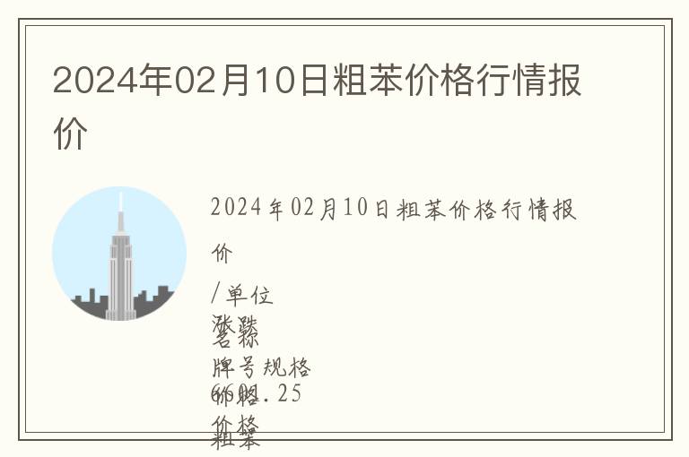 2024年02月10日粗苯價格行情報價
