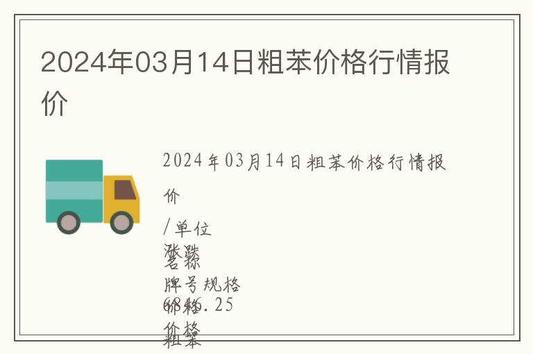 2024年03月14日粗苯價格行情報價