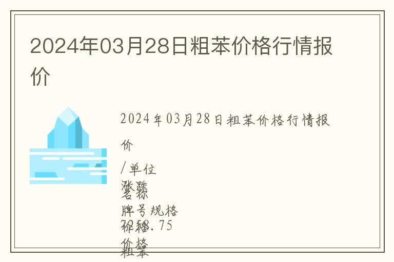 2024年03月28日粗苯價格行情報價