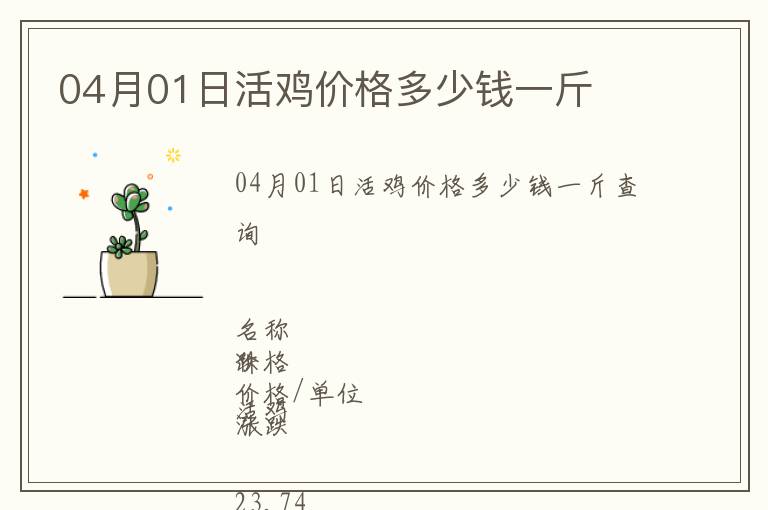 04月01日活雞價格多少錢一斤
