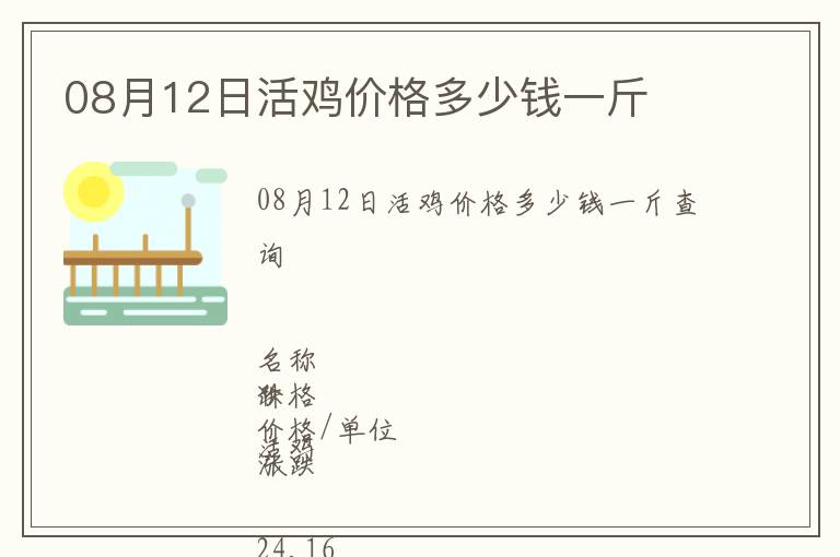 08月12日活雞價格多少錢一斤